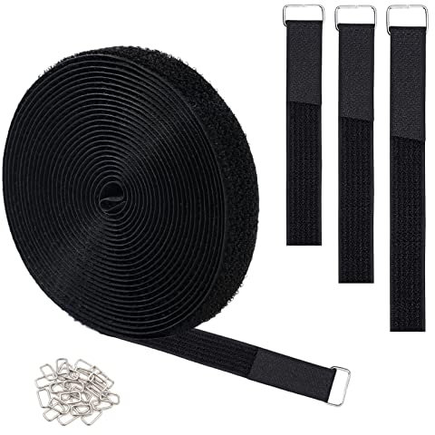 5M Klett Kabelbinder,Frei Zuschneidbar Klettverschluss Band,Klettband Rolle Wiederverschließbar-2cm Breit,mit 25 Metallschnalle, zum Organisieren Ihrer Kabel, Schnüre, Schläuche usw