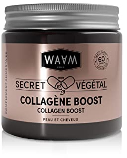 WAAM Cosmetics – Mon Secret Végétal Collagène Boost – Compléments alimentaires – Ingrédients d’origine naturelle – Tonicité et éclat de la peau et des cheveux – Vegan – 60 capsules