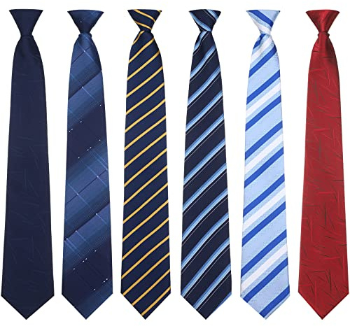 Janmercy Lot de 6 cravates à clipser pour homme - Faciles à clipser - Motif écossais uni - Pour bureau et école, 50,8 cm - Style moderne - Taille M, Style moderne, M