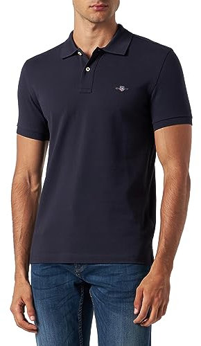 Gant Herren Slim Shield Pique Polohemd, Evening Blue, L EU
