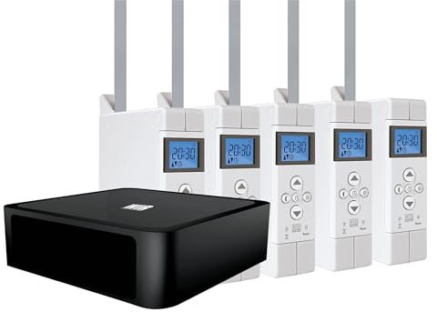 WIR elektronik, eWickler 5 Fenster Funk-Set, eW540-M, 5x elektrischer Gurtwickler + 1x Gateway V6, für 12-15 mm Gurtband, Aufputz, bis 9 kg, inkl. Netzstecker (5 Fenster)
