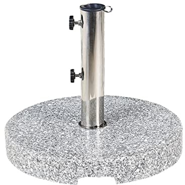 Beliani Base para sombrilla de Granito Gris Plateado 45 cm Acero Inoxidable Ceggia