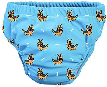 Pss! - Pannolino per Bambini per l'Acqua - Modello Blue Bubi - Per Bambini da 3 a 8 kg - Taglia L - Unisex - Design Multicolore -Assorbente e Riutilizzabile -Impermeabile e Confortevole - 1 Pièce