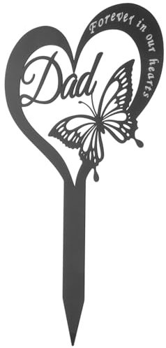 Didiseaon Pieu De Croix Commémorative du Cimetière Pieu Dange Funéraire Signe De La Cour Commémorative Décorations Funéraires Papa Plaque Commémorative Papa Père Le Fer Tas De Bois Métal