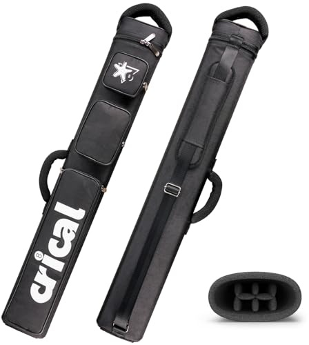 CRICAL Pool Cue Case 2x4 Hard Pool Stick Case Holds 2 Butts and 5 Shafts for Adults Billiard Cue Case with Soft Shoulder Straps