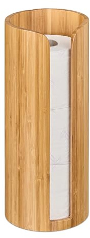 Relaxdays Porte-Papier de Toilette Autonome, en Bambou, pour 3 Rouleaux, Rangement WC, H x D, 33,5 x 14,5 cm, Nature