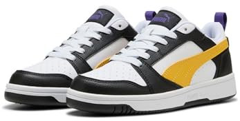 PUMA Rebound V6 LO JR Sneaker, Black-Yellow Sizzle White, 39 EU
