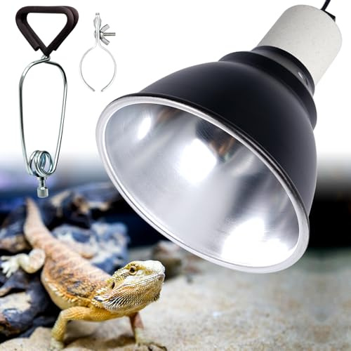 MUALROUS 5.5 pulgadas soporte de lámpara para reptiles con clip para bombilla Uva/Uvb, protector de calefacción para reptiles E27 soporte de lámpara de cerámica para tortuga lagarto (5.5inch)