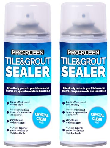 Pro-Kleen Tile & Grout Sealer 2 x 400ml - Waterproof Protection Against Mould, Mildew & Limescale - Seals & Protects Backsplashes, Bathrooms, Worktops & More - Long-Lasting & Non-Staining