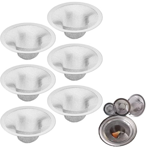 Bangbobi Filtro di Scarico in Acciaio Inossidabile, Confezione da 6, per Lavello da Cucina e Doccia, Diametro 7 cm, Universale