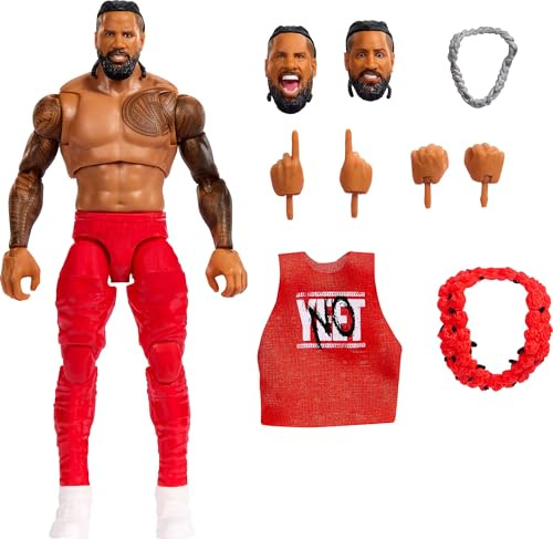 Mattel WWE Ultimate Edition - Juego de Figuras de acción y Accesorios, Jimmy Uso Coleccionable de 6 Pulgadas, Cabezas y Manos Intercambiables, 30 Puntos de articulación