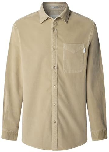 Pepe Jeans Camicia Clayton da Uomo, Marrone (Beige Pietra), M, Marrone (Beige Pietra), M