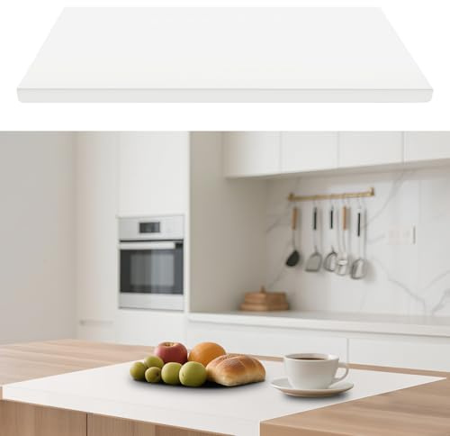 Silicone Mat with Edge Protection, 28 x 20 Large Kitchen Counter Protector Mat, Heat Resistant Desk Saver Pad for Craft Baking, Cut to Fit Placemat Non-Slip Easy to Clean Table Coffee Mat (White)