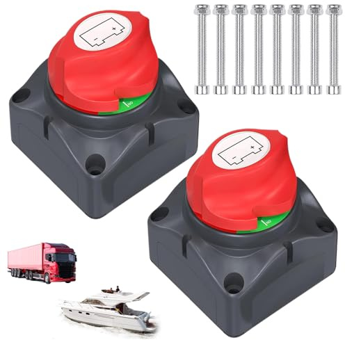 BIZOI Desconectador de Bateria Coche 12V 24V 48V, 275A Desconectador de Bateria, Interruptor de Batería ON-OFF, Corta Corriente para Barco, Caravana, Camión, Camper, Autocaravana, Moto 2 paquetes