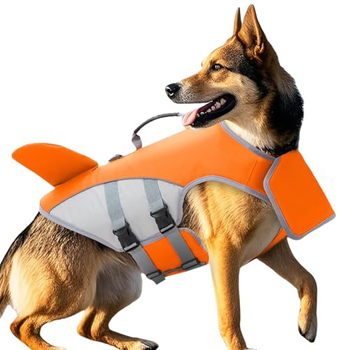 Huvqianu flytväst för hund, hund simning flytväst med handtag | Flytande jacka med justerbar rem, djurkläder för flodsjö hav pool damm kajakpaddling