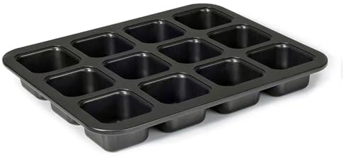 Kilimazart Mini teglia per pagnotte a 8 cavità in acciaio al carbonio Vassoio antiaderente per pane Design monopezzo (Black 12 Cavity)