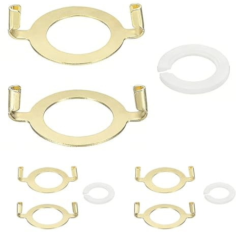 E27 to E14 Lamp Adapter Kit, Light Socket Converter with UNO Fitter, Gold Brass Harp Adapter for Lampshade, 3-Pack Bulb Base Conversion Set for Floor and Table Lamps