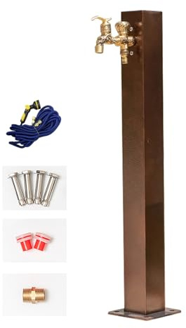 Columna de agua para jardín resistente a las heladas con grifo, fuente de agua exterior de 90 cm para riego y limpieza eficientes del jardín.