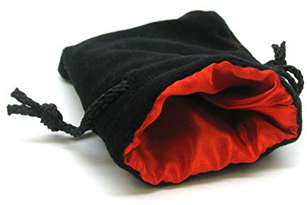 3.75X4 Black Velvet Dice Bag with Red Satin Lining
