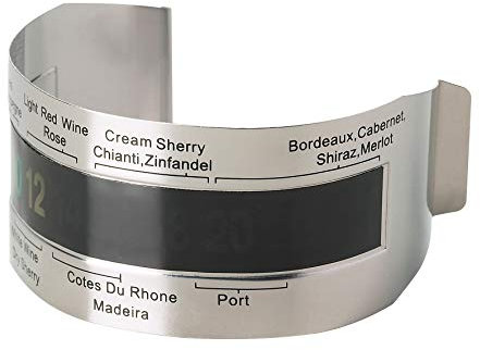 Excelsa Enoteque Termometro per Bottiglia Vino a Clip, Acciaio, Argento, 0,75, 6 Unità