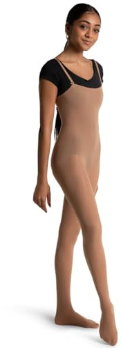 Capezio Convertible Body Tight with Transition Opening for Footed or Footless Use – Moisture Wicking Semi-Opaque Fabric, Adjustable Straps for Custom Fit, Small-Medium, Light Suntan
