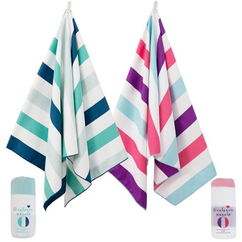 Exclusivo Mezcla 2 Pack Microfiber Quick Dry Large Beach Pool Towels