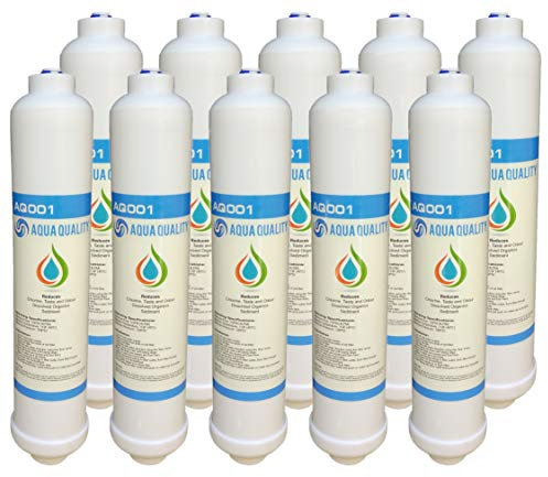 Aqua Quality Inline Fridge Water Filters Compatible with Samsung, Daewoo, LG, Kenwood, Hotpoint, and more! Removes Chlorine Taste and Odour | Enjoy Great Tasting Water (10 Pack)