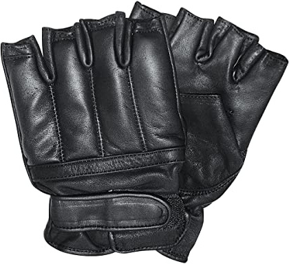 Commando Industries Fingerlose Security Lederhandschuhe Defender mit Quarzsandfüllung (Schwarz/XL)