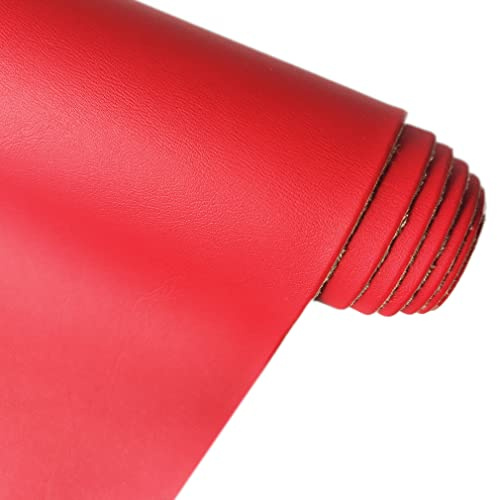 XHT Smooth Red Faux Leather Roll 11.8x53 Soft Plain Synthetic Upholstery Crafts Fabric for DIY Cosplay Garment Jewelry Accessories