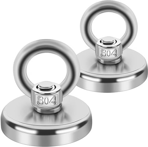 FPMYB 2 pezzi Magnete al Neodimio 45kg Forza 32 mm Diameter, Rotondo Magnete da Pesca Super Potente Con Golfaremagneti Forti Calamita Potenti Perfetta Per Industria e Scienz