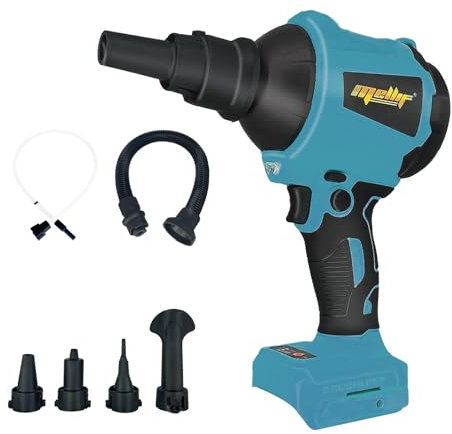 Mellif Akku Gebläse für Makita Akku 18V, Laubbläser Akku mit bürstenlos Motor, 3 Gang 50000RPM, LED Lampe, komplett Zubehöre, kabellose Gebläse für Auto-und Eckenreinigung, Aufgeblasen (Keinen Akku)