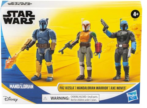 STAR WARS Epic Hero Series Unite The Clans Pack, Paz Vizsla, Mandalorian Warrior, Axe Woves 4-Inch Action Figures, Toys for 4 Year Old Boys & Girls (Amazon Exclusive)