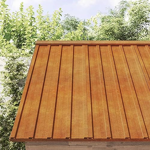 Brokky Roof Panels 12 pcs Rusty 80x44 cm Corten Steel,Roof Sheets Corrugated Garage Shed Side Panels Metal Roofing Covers Carport Greenhouse
