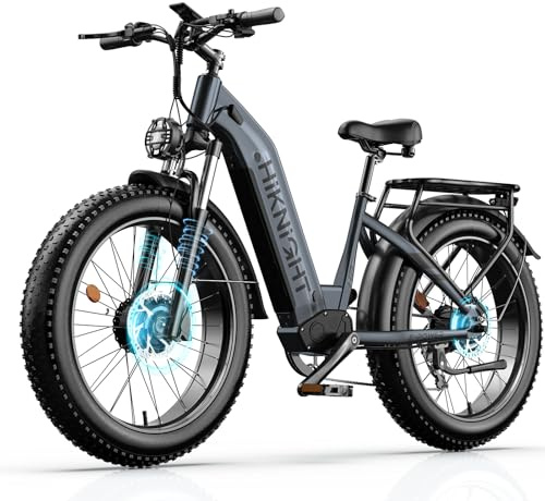 HiKNiGHT Dual Motor Ebike, 3000W Electric Bike for Adults, 52V 20Ah 26 Fat Tire Fast Ebike Max 38 Mph, up to 90 Miles, Off-Road Mountain E-Bike for Men Women, Step-Through Design