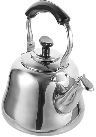 INOOMP Tetera De Acero Inoxidable Con Filtro Integrado y Silbato Automático Resistente Para Cocina De Inducción y Gas Mango Ergonómico y Señal Acústica Clara