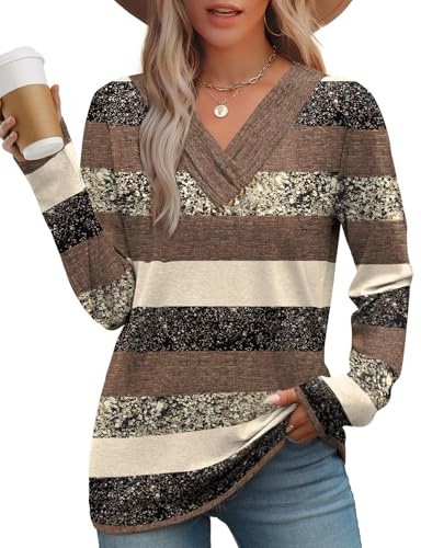 WIHOLL Womens Tops Dressy Long Sleeve Fall Outfits 2025 Business Casual Blouses Fashion Clothing Vacation Tunic Lightweight Sweaters XL