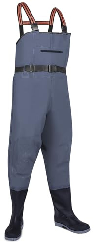 Gugxiom Stiefel-Brustwathose, Wasserdichte Wathose aus verdicktem PVC zum Fischen und Jagen, Einteilige Wathose für Unisex, geeignet zum Fischen, Waten und Arbeiten auf Fischerbooten