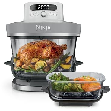 Ninja CRISPi PRO XL Glass Air Fryer, 5 Preset Cooking Functions, Includes 5.7L and 2.3L CleanCrisp Glassware Cooking Containers and Storage Lids, White AS090UKWH