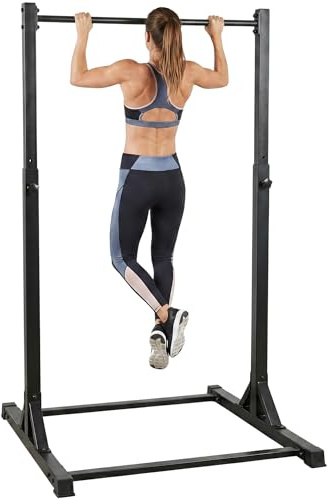 SPORTNOW Barra per sollevamento pesi da 200 kg, 8 livelli di altezza, robusto telaio in acciaio da 128 cm, attrezzatura fitness per la casa e la trazione, nero
