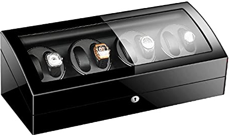 MYUYEE Caja Expositora para Relojes, Estuche Enrollador De Relojes De Gran Capacidad, Estuche Enrollador Automático para 8 Relojes + 9 Compartimentos Adicionales, Almo(Negro+Negro-8+9)