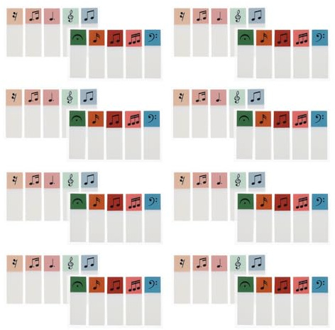 Artibetter 20 Ensembles D'onglets Index Transparents en Pet de Notes de Musique, Autocollants, Réinscriptibles et Repositionnables pour Fournitures Scolaires et Bureau