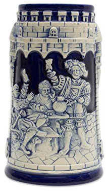 0.6 Liter Cobalt Blue Beer Stein Mug, Festive Castle Engraved Beer Mug, Ideal Beer Gifts for Men, Classic Craftsmanship Themed German Stein Mug | Oktoberfest Haus