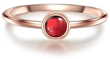 GLANZSTÜCKE MÜNCHEN Damen-Ring Sterling Silber 925 rosévergoldet mit Granat rot - Edelstein-Ring Granat-Ring Rosegold-Farben