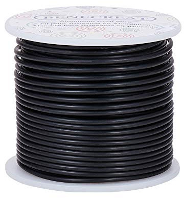 BENECREAT 12 Gauge (2mm) Schwarz Aluminiumdraht 30m (100FT) Matt Effekt Perlenstickerei Aluminium Handwerksdraht für Skulpturen, Drahtweben, Dekorieren