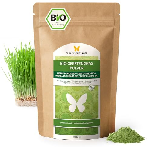 500 g di polvere di erba d’orzo BIO dalla Germania, qualità crudista, da erba giovane, senza additivi, per smoothie verdi