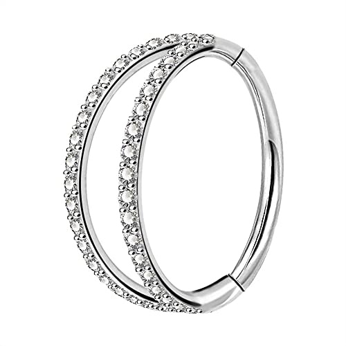 OUFER Body Piercing 16G Piercing Conch Anneau Piercing Helix Double Line avec CZ Acier Chirurgical 316L Piercing Oreille Cartilage Hoop Nez Anneau Piercing Daith Septum Tragus pour Femme Homme