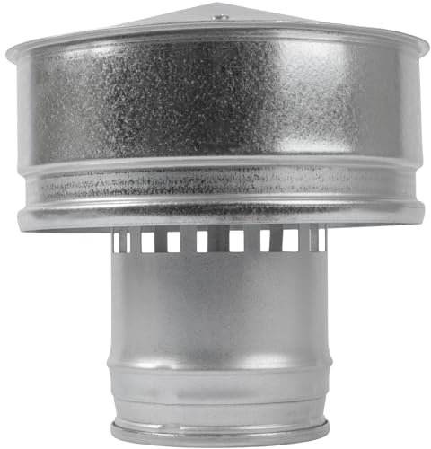 Vent Systems 100 mm / 4 Inch Galvanized Steel Roof Vent Cowl - Pipe Cap for All-Seasons - Stove Pipe Guard with Hat - Exhaust Pipe Top for Chimney, Stove, Burner - Rain Protector - Pipe Insulation