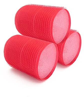 NIKO Lot de 4 bigoudis auto-agrippants 50 mm avec éponge pour dormir, peigne à cheveux pour boucles et ondulations extra doux, outil de coiffure pour salon de coiffure – Couleur rouge