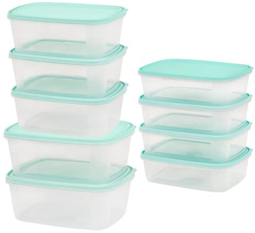 Checkmart Lot de 9 boîtes de rangement empilables et hermétiques pour réfrigérateur/congélateur avec couvercle,Boîtes à déjeuner empilables, 4x1L, 3x2 L, 2x3 L
