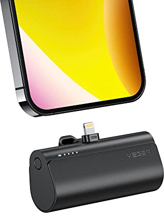 VEGER 5000mAh Mini Power Bank para iPhone,20W de Carga Rápida,Batería Externa iPhone Compatible con iPhone 14/14 Pro/14 Pro Max/14 Plus/13/12/11 /XS/XR/X/8/7/6s/Plus y Más